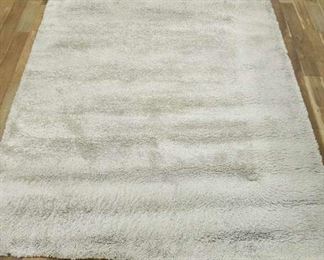 Crate & Barrel Silver Oatmeal High Pile Wool Area Rug