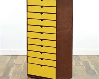 Vintage Tall Yellow Flat File & Hobby Storage 