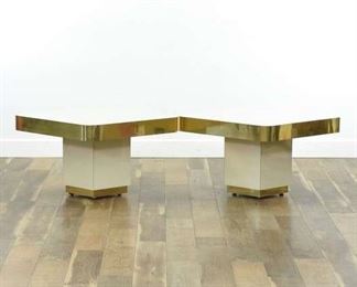 Pair Of 1980'S Art Deco Revival End Tables W Gold Trim
