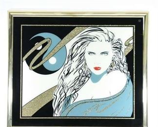 Xl Nagel Style 1980'S Reverse Glass Fashion Portrait