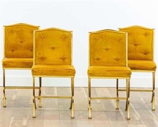 Set Of 4 Regency Gold Dining Chairs