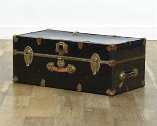 Vintage Black Steamer Trunk