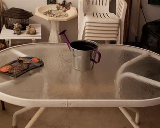 Glass top patio table
