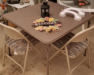 Card table & two padded folding chairs