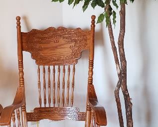 Pressed back rocker & "silk" fig tree