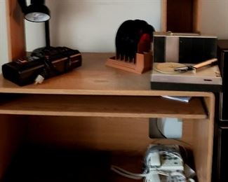 "Just the right size" computer desk plus assorted items