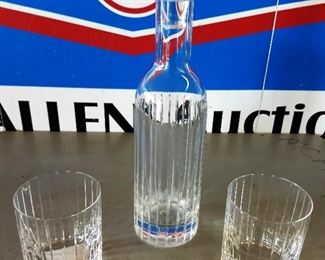 Crystal Decanter, Glasses, Unmarked