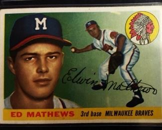 1955 Topps #155 Trading Card- Eddie Mathews