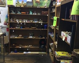Vintage Collectibles, Glassware, Pottery, and Bookshelves for Sale