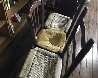 Wicker Seat Wooden Slat Back Chairs