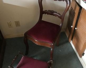 VICTORIAN CHAIR & FOOT STOOL