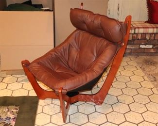 Modern Leather & Wood Chair