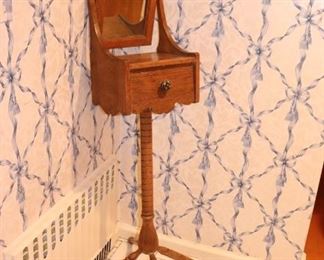 Wood Draw & Mirror on Pedestal