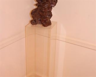 Wood Carving & Clear Pedestal