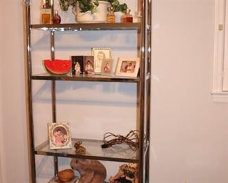 Metal & Glass Shelves with Bric-A-Brac