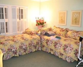 Twin Beds with Matching Spreads, Shams and Pillows