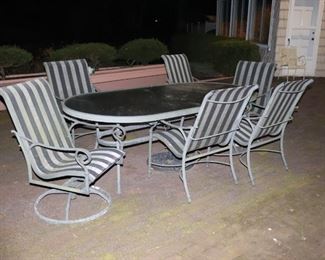 Oval Glass Patio Table with 6 Chairs