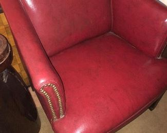 Mid Century Red Leather Chair 