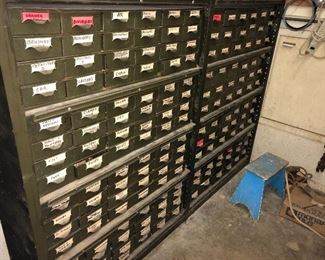 Vintage metal drawers 12 of these available. 