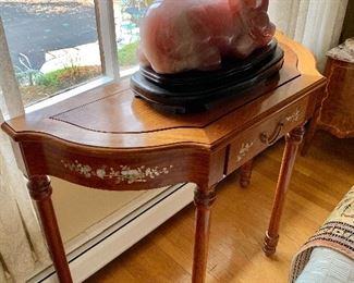 Inlaid console table with drawer