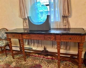 Continental carved marble topped buffet/server.