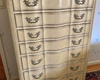 John Widdicomb tall dresser with marble top