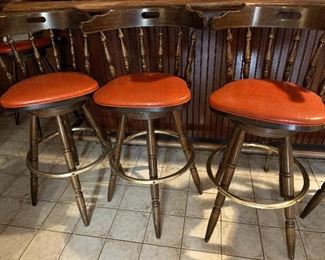 Barstools with brass foot rests - 6 available