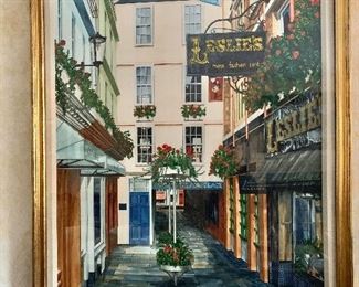 Watercolor.  Street scene of Bath, UK.  Signed Mary Etta Thorn