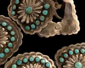 Turquoise concho belt detail