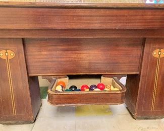 Vintage Art Deco/Inlay Conn pool table (felt needs to be replaced)