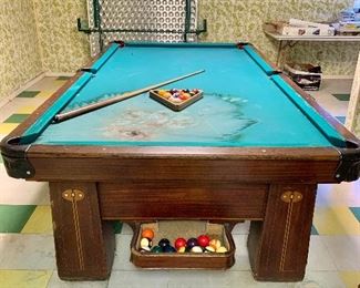 Vintage Art Deco/Inlay Conn pool table (felt needs to be replaced)