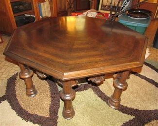 Octagon walnut coffee table