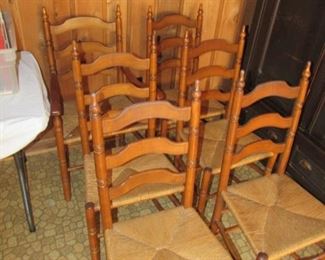 Set of 6 sturdy ladder back chairs