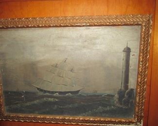 Very old nautical oil painting