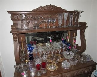 Carved Victorian sideboard with beveled mirror