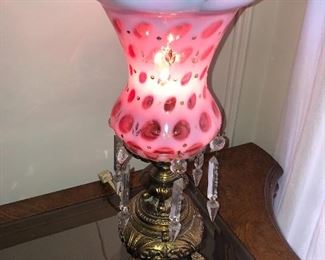 Fenton Cranberry Lamp 
