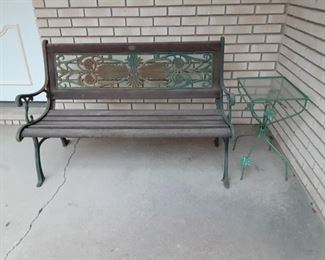 Park Bench and iron side table