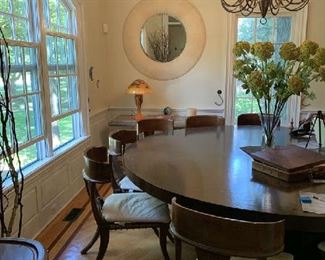 Kreiss custom dining table 96” diameter--chairs separate $new 12,000.00 asking $1,800.00 or best