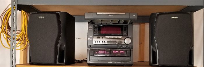 Radio stereo cassette deck with speakers