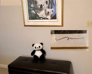 Bench/seat, Panda painting signed and numbered 375/500