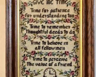 'GIVE ME TIME' Vintage cross stitch