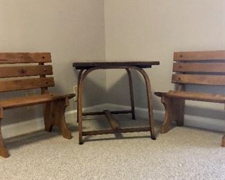 Child's benches and table