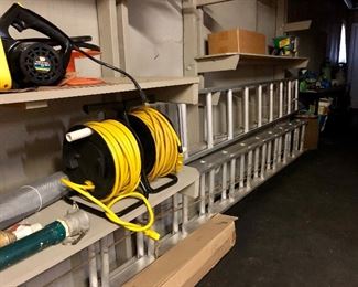 Nice selection of extension ladders, power cords...