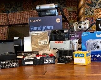 cameras, projector, recorder, movie camera