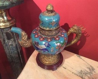 Large cloisonné tea pot