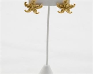 yellow gold starfish shape earrings 