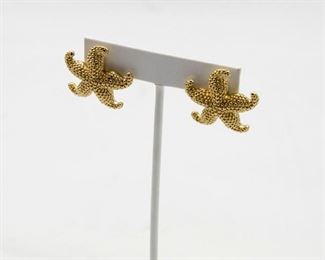 yellow gold starfish shape earrings 