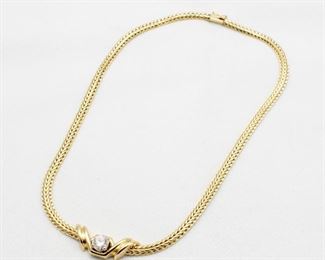 14K yellow gold necklace with 1.30CT round brilliant cut diamond