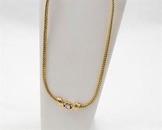 14K yellow gold necklace with 1.30CT round brilliant cut diamond