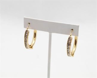 14k yellow gold diamond earrings, total diamond weight 2.00 Ct.